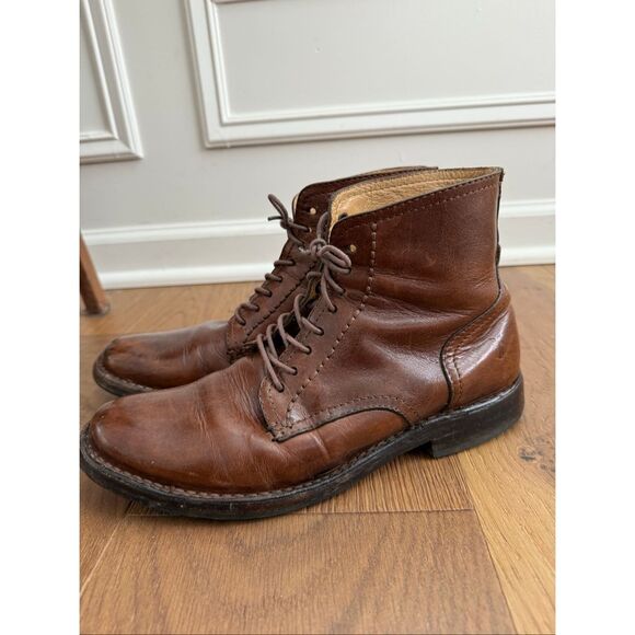 Frye Corey Cognac Brown Lace Up Leather Boots $268 7 D